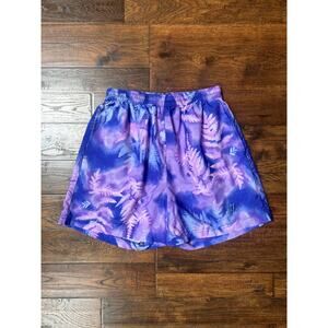 Vintage Clothing - Gym Shorts - Purple Fern Foliage - Medium - Prince Sportswear